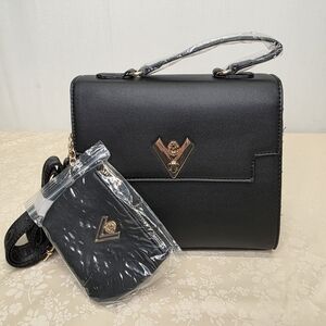 Valentino Orlandi Black Crossbody Bag with Gold Hardware